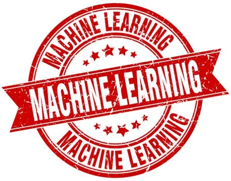 Machine learning round grunge ribbon stamp Stock Illustration