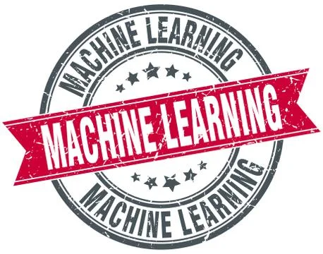 Machine learning round grunge ribbon stamp Stock Illustration