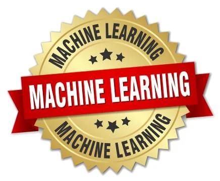Machine learning round isolated gold badge 스톡 일러스트