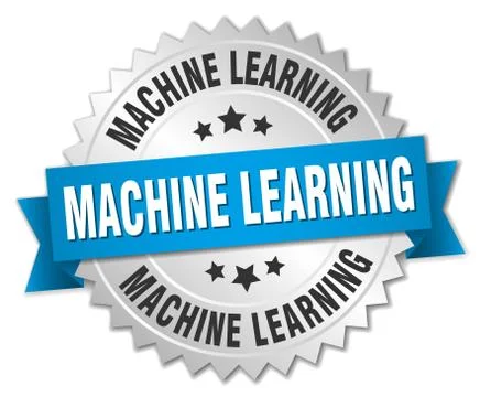 Machine learning round isolated silver badge 스톡 일러스트