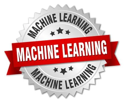 Machine learning round isolated silver badge Stock Illustration