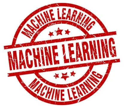 Machine learning round red grunge stamp Stock Illustration