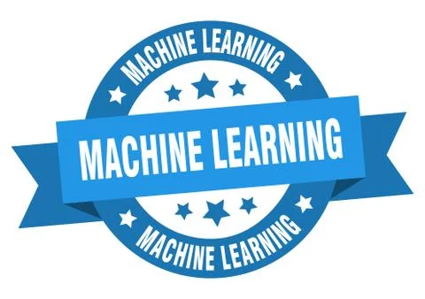 Machine learning round ribbon isolated label. machine learning sign 스톡 일러스트