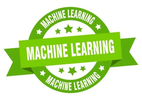 Machine learning round ribbon isolated label. machine learning sign Stock Illustration