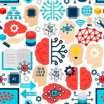 Machine Learning Seamless Pattern Stock Illustration