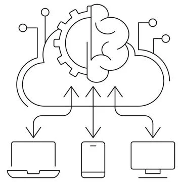 Machine Learning as a Service icon, MLaaS 스톡 일러스트