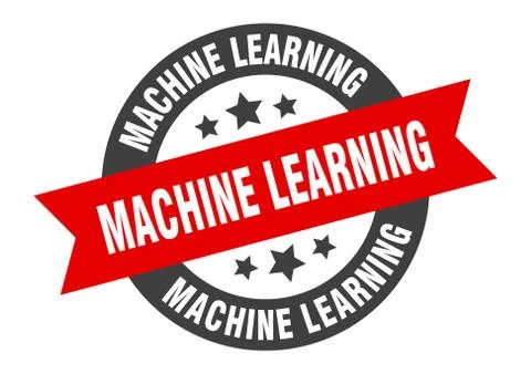 Machine learning sign. machine learning round ribbon sticker. machine learnin Stock Illustration