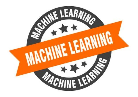 Machine learning sign. machine learning round ribbon sticker. machine learnin 스톡 일러스트