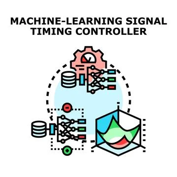 Machine learning signal timing controller system concept Stock Illustration