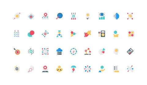 Machine learning, smart solution of AI integrated in automatic data system color Stock Illustration