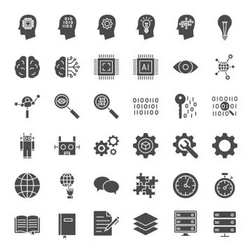 Machine Learning Solid Web Icons Stockillustratie