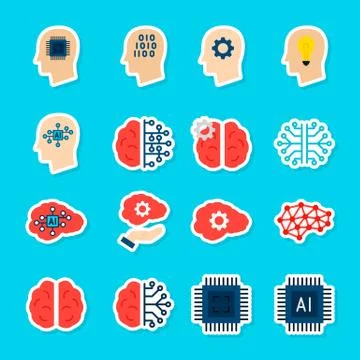 Machine Learning Stickers Illustrazione stock