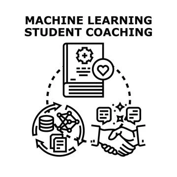 Machine learning student coaching training and education Stock Illustration
