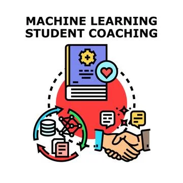 Machine learning student coaching training and education Stock Illustration