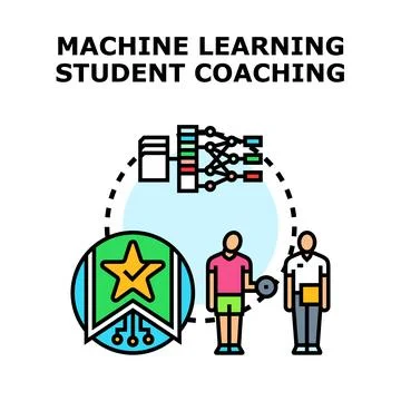 Machine learning student coaching training development Stock Illustration