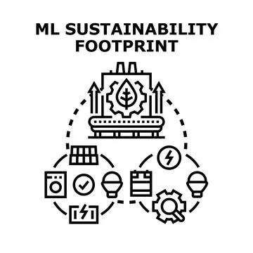 Machine learning sustainability footprint reducing environmental impact 스톡 일러스트