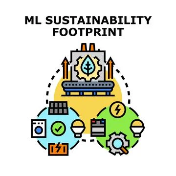 Machine learning sustainability footprint reducing environmental impact 스톡 일러스트