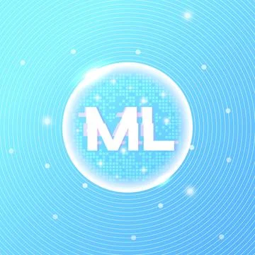 Machine Learning Symbol in Bright Blue Digital Sphere Stock Illustration