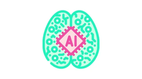 Machine learning symbol color icon animation Stock Footage 327260097