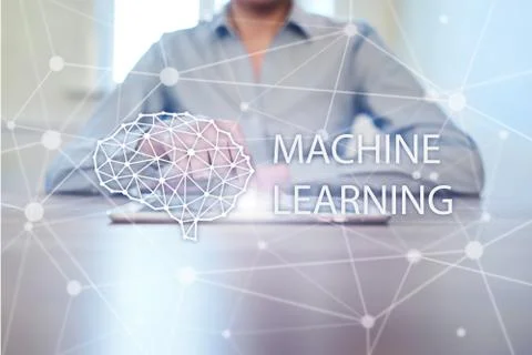 Machine learning technology and artificial intelligence in modern manufacturing. Stock Photos