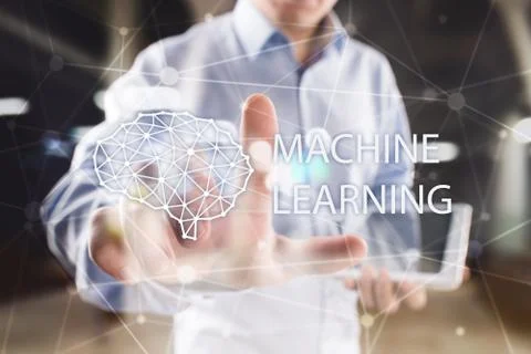 Machine learning technology and artificial intelligence in modern manufacturing. Stock-Fotos