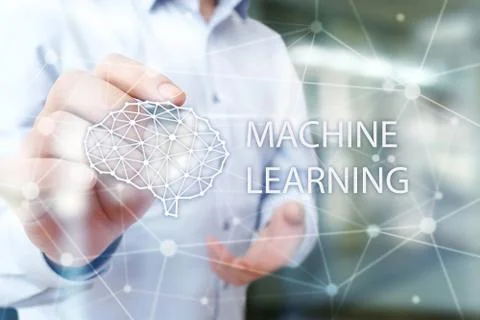 Machine learning technology and artificial intelligence in modern manufacturing. Stockfoto's