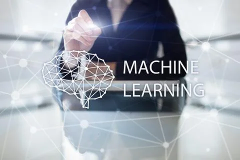 Machine learning technology and artificial intelligence in modern manufacturing. Stock Photos