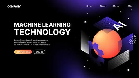 Machine Learning Technology Website Template Stock Illustration