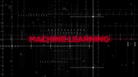 Machine Learning Text Animation on Digital Background Stock Footage 343587054