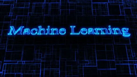 Machine Learning text concept on si-fi technology circuit line particles il.. 스톡 일러스트