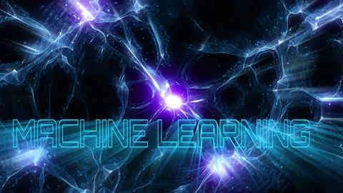 Machine learning text with digital brain network animation Stock Footage 340544100