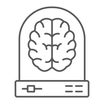 Machine learning thin line icon, data analytics Illustrazione stock
