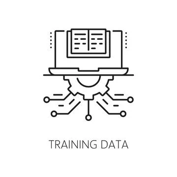 Machine learning training data outline icon Stock Illustration
