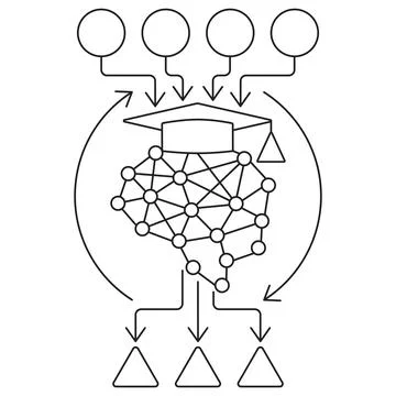 Machine learning training icon. Vector pictogram with thin black lines イラスト素材