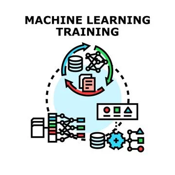 Machine learning training process creating artificial intelligence algorithms Stock Illustration
