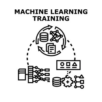 Machine learning training process creating artificial intelligence algorithms Ilustração Stock