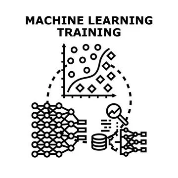 Machine learning training process optimizing data analysis Illustrazione stock
