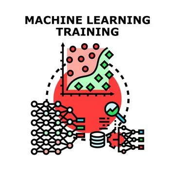 Machine learning training process optimizing data analysis Ilustración de archivo
