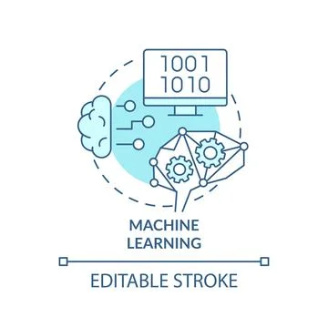 Machine learning turquoise concept icon Stock Illustration