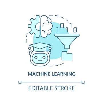 Machine learning turquoise concept icon 스톡 일러스트