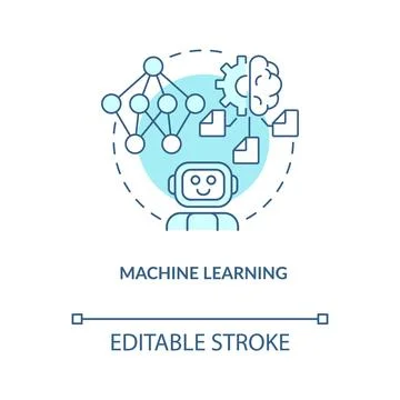 Machine learning turquoise concept icon Stock Illustration