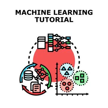 Machine learning tutorial concept with artificial intelligence process 스톡 일러스트