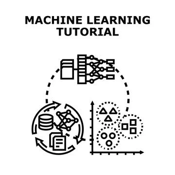 Machine learning tutorial concept with artificial intelligence process Stockillustratie