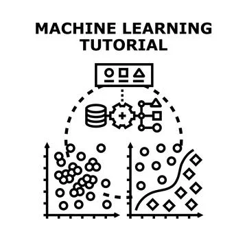 Machine learning tutorial concept illustration with data analysis 스톡 일러스트