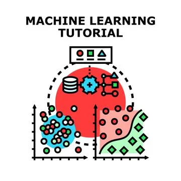 Machine learning tutorial concept illustration with data analysis 스톡 일러스트