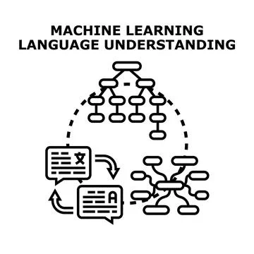Machine learning understanding natural language concept Illustrazione stock