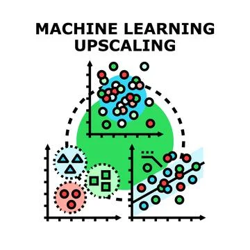 Machine learning upscaling data analysis concept 스톡 일러스트