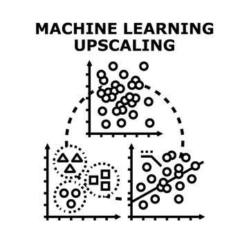 Machine learning upscaling data analysis concept 스톡 일러스트