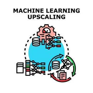 Machine learning upscaling data processing concept Illustrazione stock