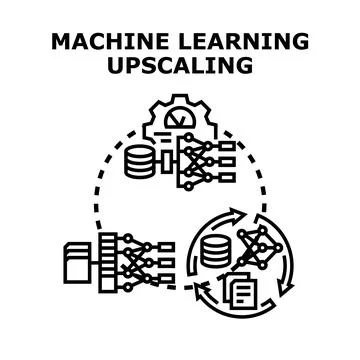Machine learning upscaling data processing concept 스톡 일러스트
